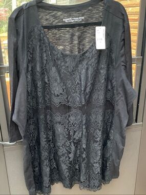 Penningtons Black Lace Front Long Sleeve Tunic
